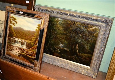 Lot 1032 - Follower of Mellor, A wooded landscape, bears signature, oil on canvas, together with an oil of...