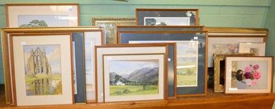 Lot 1034 - Henry Riding (20th Century), a group of watercolours including landscapes and townscapes (15);...