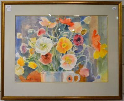 Lot 1035 - Vivian Manthel (contemporary) still life of flowers, watercolour, signed, 50cm by 70cm