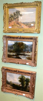 Lot 1036 - W. Scott, (19th century), Continental landscape watercolour, together with a pair of oil on...