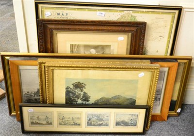 Lot 1041 - A group of 19th century coloured and black and white engravings and prints, together with a...