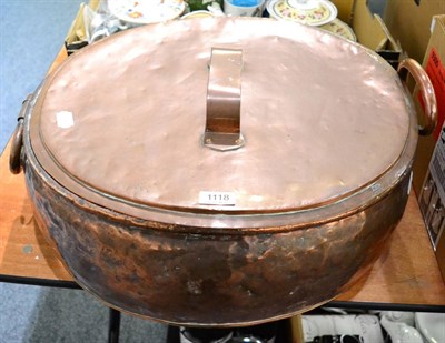 Lot 1118 - An 18th/19th century large copper twin-handled pan