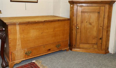 Lot 1145 - A Victorian pine blanket box and a pine corner hanging cupboard