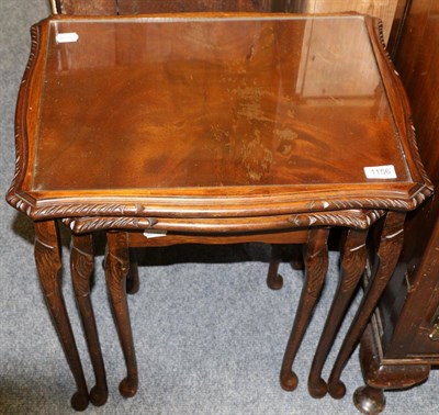 Lot 1156 - Three pot cupboards, an occasional table, a bedside cupboard, a nest of tables and a mahogany...