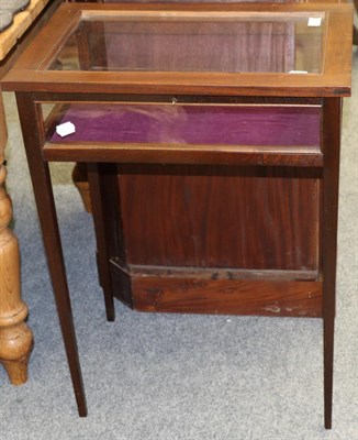 Lot 1158 - An oak bijouterie table, a reproduction standing corner cupboard and a reproduction coffee...