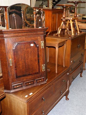 Lot 1178 - A group of furniture comprising: a dressing table, a hanging corner cupboard, a folding cake stand