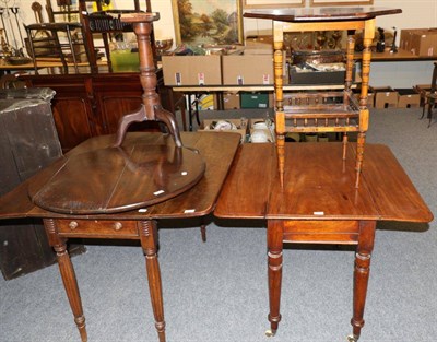 Lot 1189 - Two Pembroke tables, a circular snap top table and a late Victorian plant table