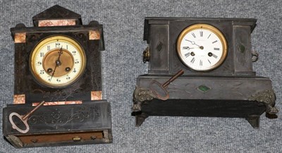 Lot 1198 - Two 19th century slate mantel clocks