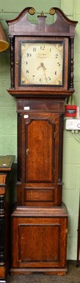 Lot 1213 - An oak and mahogany thirty hour longcase clock, painted dial signed Edwd Bell of Uttoxeter,...