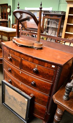 Lot 1246 - A 19th century Scottish mahogany bow front chest of two short over three long drawers; together...