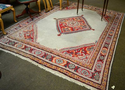 Lot 1277 - Mahal carpet, West Iran, the cream field centred by a stepped medallion framed by spandrels and...