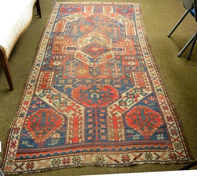 Lot 1285 - Kasim Ushak rug, south Caucasus, the indigo field with cruciform medallion framed by spandrels...