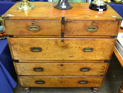 Lot 1298 - A 19th century teak and brass bound campaign chest