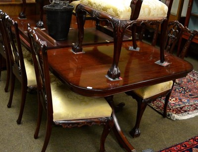 Lot 1312 - Reproduction twin pedestal dining table with two additional leaves