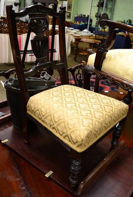 Lot 1314 - A leather fire bucket and a late Victorian mahogany occasional chair