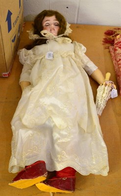 Lot 1390 - Schoenau and Hoffmeister 1906 bisque socket head doll, with sleeping brown eyes, open mouth,...