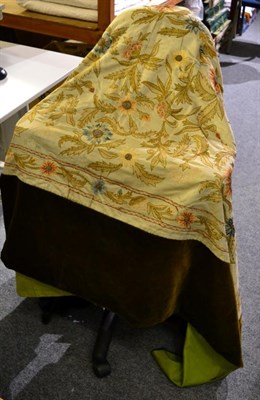 Lot 1425 - Late 19th century bed cover, hand embroidered overall in the Arts and Crafts style in floral motifs