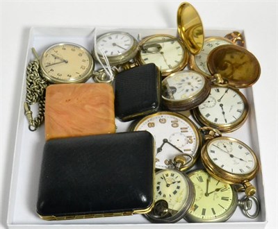 Lot 53 - Four gold plated pocket watches signed Waltham, Keystone and Junghans, Hebdomas open faced...