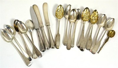 Lot 68 - A group of sixteen various George III silver teaspoons, some small sets and pairs, together...