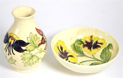 Lot 96 - Moorcroft Hibiscus bowl and Orchid vase (2)