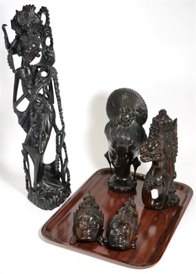 Lot 109 - Five assorted Bombay rosewood carvings mid/late 20th century in date (5)