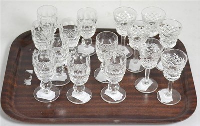 Lot 116 - Waterford crystal glasses, six Alana pattern liqueur glasses and nine Colleen pattern liqueur...