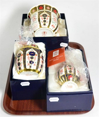 Lot 119 - Three pieces of Royal Crown Derby Imari including a jardiniere, vase and ginger jar