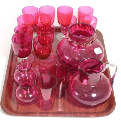 Lot 123 - A collection of cranberry glassware