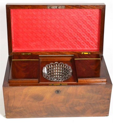 Lot 156 - A mahogany tea caddy with cut glass mixing bowl