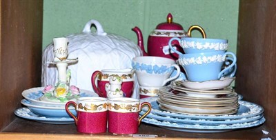 Lot 182 - Wedgwood Country ware cheese dome, a quantity of Queens ware and Whitehall tea wares