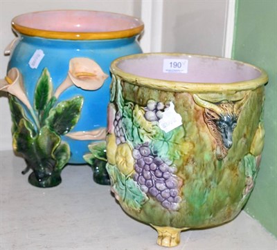 Lot 190 - A Majolica jardiniere, marked ";Liberty"; to the underside and another (2)