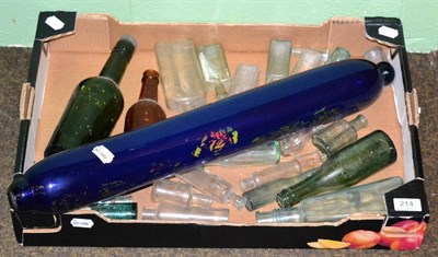 Lot 214 - A box of glass bottles including a rare Scarborough and Whitby brewery ale bottle and a...