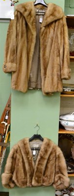 Lot 220 - Mister Monty pastel mink jacket together with a Merton's pastel mink cropped jacket