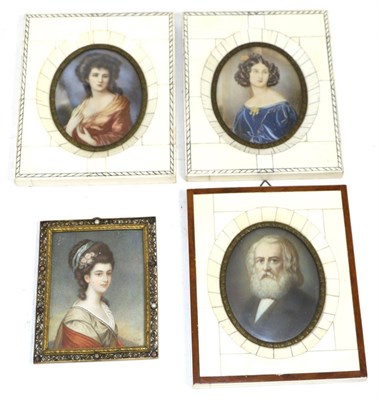 Lot 240 - Three piano key miniatures and another of Lady Ramsey