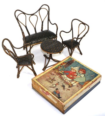 Lot 248 - A miniature 19th century three piece bentwood salon suite and table; together with a child's...