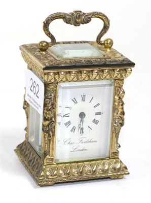 Lot 262 - A miniature carriage timepiece, dial retailed mark Chas Frodsham, London