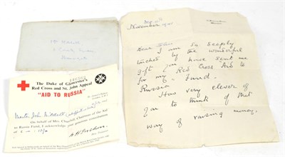 Lot 271 - Second World War era handwritten letter of thanks from Clementine Churchill