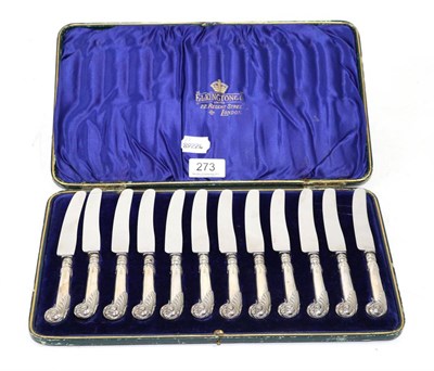 Lot 273 - A set of twelve Edwardian silver handled knives, Isaac Ellis & Sons, Sheffield 1901, with...