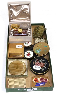 Lot 274 - A Christian Dior perfume set; mesh purse; and a quantity of compacts and pill boxes