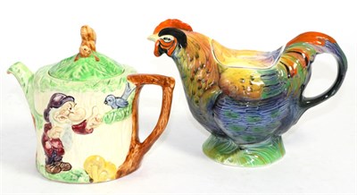 Lot 285 - Wade Heath Snow White teapot and Rooster teapot (2)