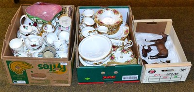 Lot 320 - Royal Albert Old Country Roses pattern part teaset; other teawares; Maling bowl; Beswick horses etc