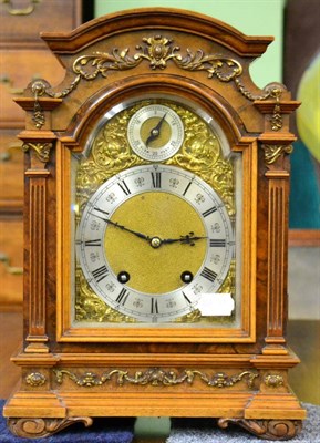 Lot 325 - A Victorian walnut quarter striking table clock, movement stamped Lenzkirch 1 million