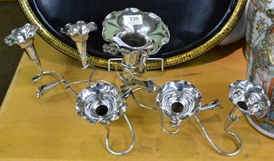 Lot 339 - A silver plated seven vase epergne, Mappin & Webb, circa 1910, of naturalistic form