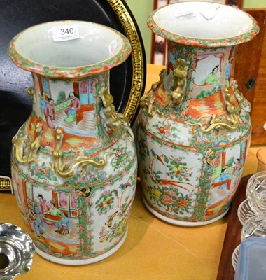 Lot 340 - A pair of 19th century Canton famille rose vases (a.f.)