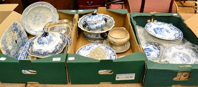 Lot 1004 - Three boxes of blue and white transfer printed pottery