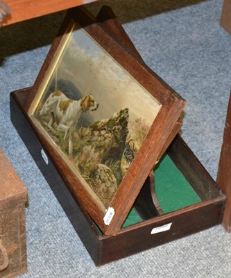 Lot 1046 - An oak two division cutlery tray; framed print and two other frames