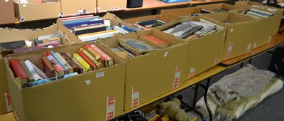 Lot 1107 - Eleven boxes of books including historical, antique, cooking and other reference, novels, etc