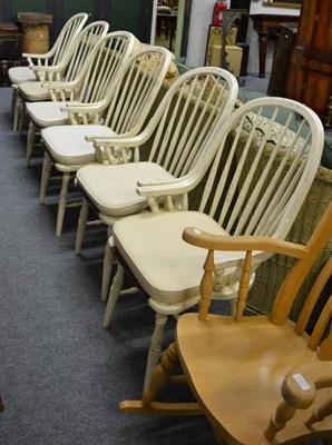 Lot 1122 - A set of six modern painted stick back chairs