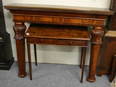 Lot 1126 - A mahogany console table and a two drawer mahogany side table (2)