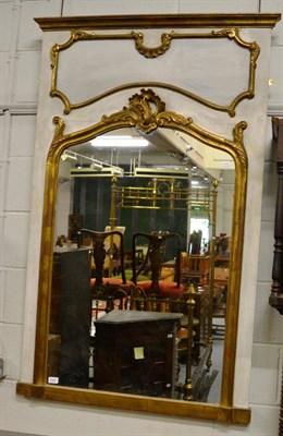 Lot 1127 - A parcel gilt and painted trumeau wall mirror